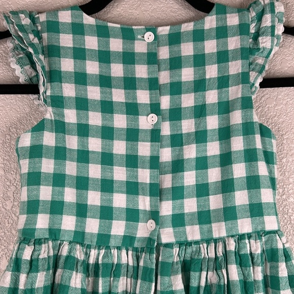 Tahari Girl's Gingham Checked Green & White Spring Fit & Flare Dress Size 6 - Picture 6 of 9